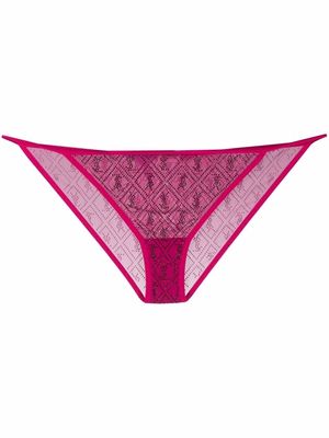 Saint Laurent logo-embellished tulle briefs - Pink