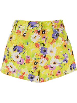 MSGM floral print denim shorts - Green