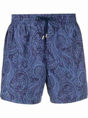 Canali paisley-print swim shorts - Blue