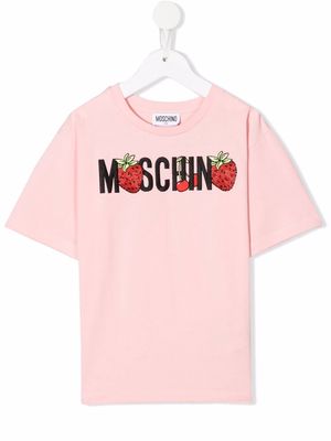 Moschino Kids embroidered-logo embellished T-Shirt - Pink