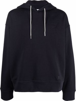 Jil Sander embroidered-logo pullover hoodie - Blue