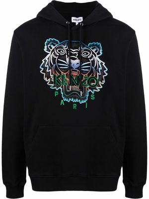 Kenzo logo-embroidered organic-cotton hoodie - Black