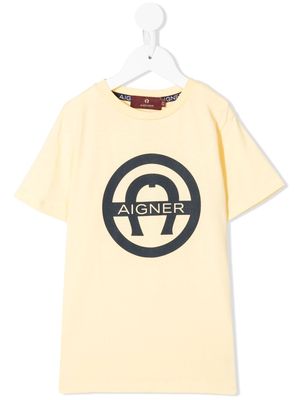 Aigner Kids logo-print T-shirt - Yellow