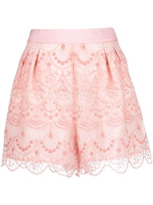SHIATZY CHEN art-deco lace shorts - Pink
