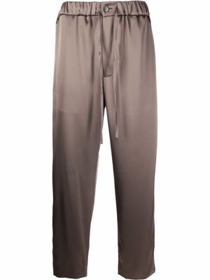 Nanushka drawstring-waist cropped satin trousers - Brown