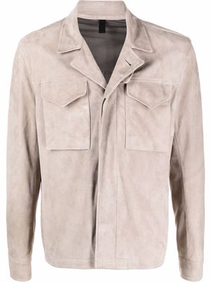 Tagliatore notched-collar two-pocket leather jacket - Neutrals
