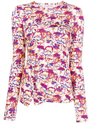 Paco Rabanne long-sleeved pansy print T-shirt - Multicolour
