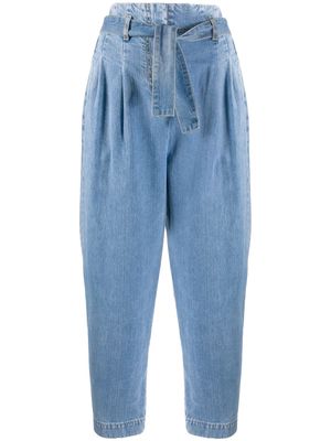 Wandering paperbag-waist tapered jeans - Blue