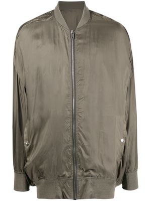 Rick Owens satin-finished zipped bomber jacket - Grey