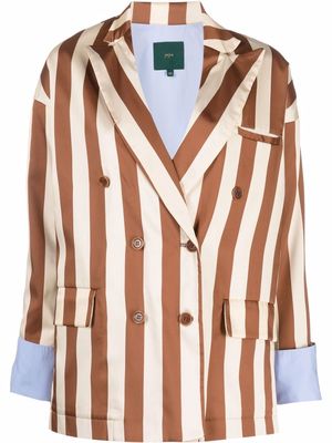 Jejia stripe-print double-breasted blazer - Brown