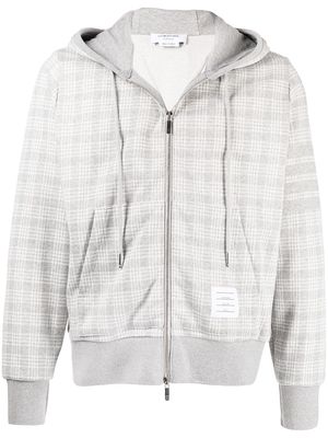 Thom Browne plaid zip-front hoodie - Grey