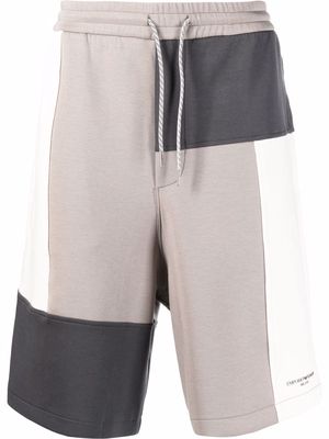 Emporio Armani colour-block panelled shorts - Grey