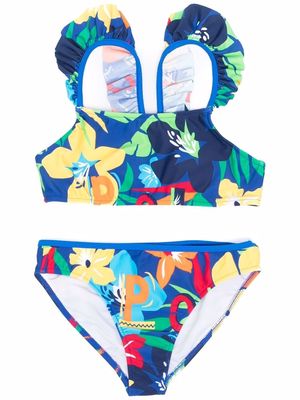 Ralph Lauren Kids floral-print two-piece bikini - Blue