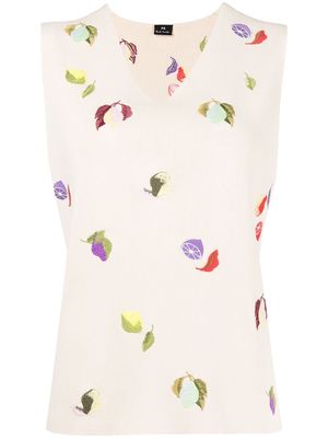 PS Paul Smith embroidered knitted vest - White