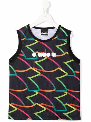 Diadora Junior patterned logo-print vest - Black
