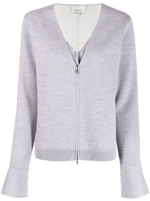 3.1 Phillip Lim zip-front cardigan and bralette set - Grey