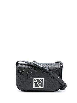 Armani Exchange embossed logo crossbody bag - Black