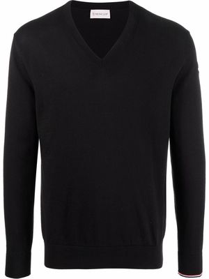 Moncler cotton V-neck jumper - Black