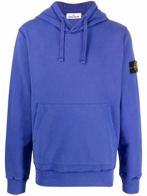 Stone Island logo-patch pullover hoodie - Purple