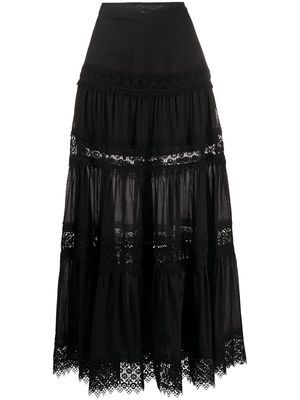 Charo Ruiz Ibiza Ruth embroidered maxi skirt - Black