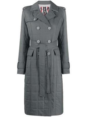 Thom Browne RWB stripe classic trench coat - Grey