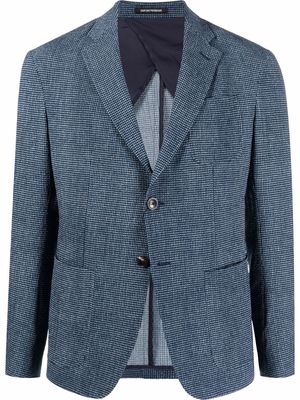 Emporio Armani single-breasted micro-check blazer - Blue