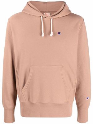 Champion embroidered logo cotton-blend hoodie - Brown