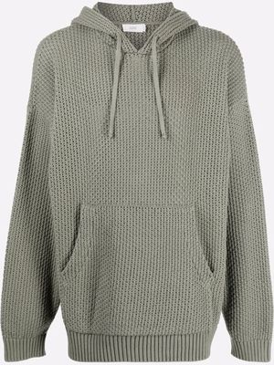 Closed oversize knitted hoodie - Green