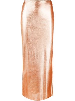 TOM FORD metallic-sheen high-waisted fitted skirt - Pink
