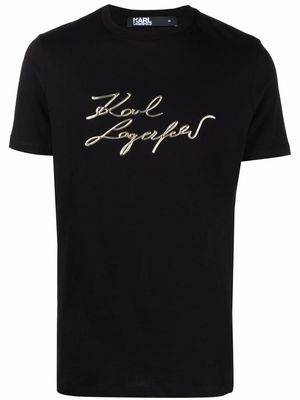 Karl Lagerfeld metallic-logo T-shirt - Black