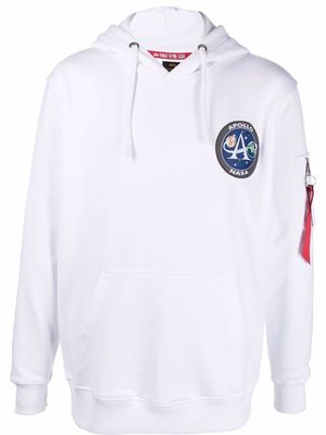 Alpha Industries logo patch rib-trimmed hoodie - White