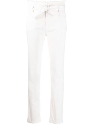 D.Exterior paperbag-waist skinny-fit jeans - White