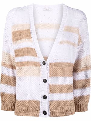 Peserico colour-block knit cardigan - Neutrals