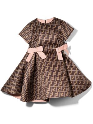 Fendi Kids FF print bow-embellished dress - Brown