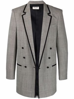 Saint Laurent double-breasted contrast-trim blazer - Grey