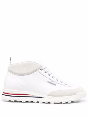 Thom Browne MID-TOP RUGBY TRAINER IN VITELLO CALF LEATHER - White
