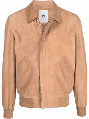 PT TORINO pouch-pocket leather jacket - Neutrals