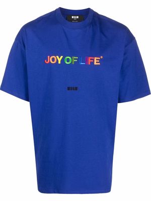MSGM embroidered cotton T-Shit - Blue