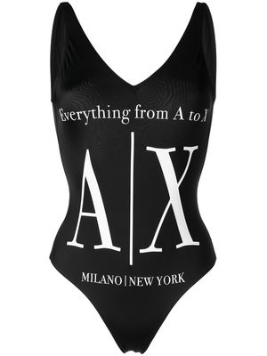 Armani Exchange logo-print swimsuit - Black