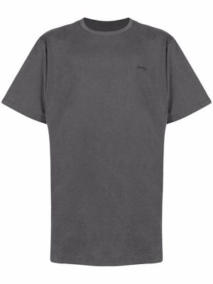 Juun.J logo-embroidered cotton T-shirt - Grey