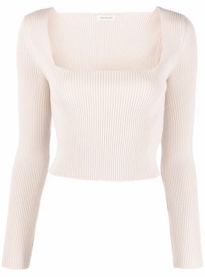 There Was One square-neck ribbed knitted top - Neutrals