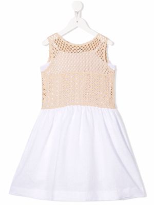 Il Gufo crochet-top linen dress - White