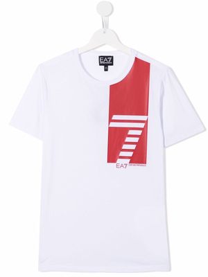 Ea7 Emporio Armani TEEN logo-print T-shirt - White