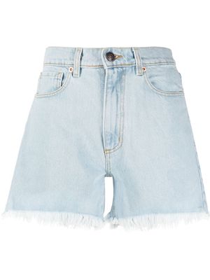 Magda Butrym frayed-edge short denim shorts - Blue