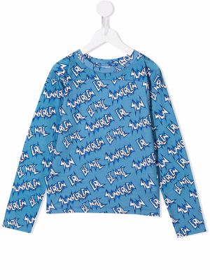 ERL KIDS Be Nice pattern print T-shirt - Blue