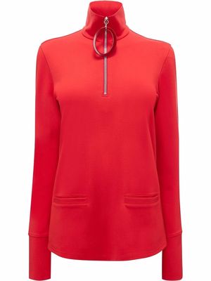 JW Anderson RING PULLER HALF ZIP TRACK TOP - Red