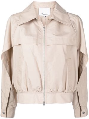 3.1 Phillip Lim cape-sleeves boxy zip-up jacket - Brown