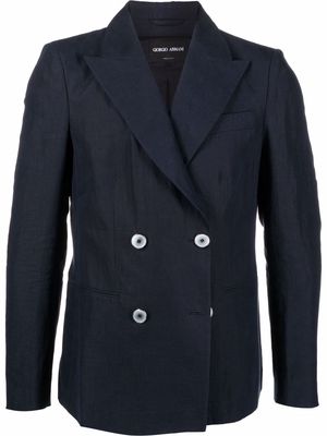 Giorgio Armani double-breasted cotton blazer - Blue