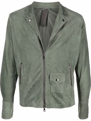 Giorgio Brato zip-front multi-pocket suede jacket - Green