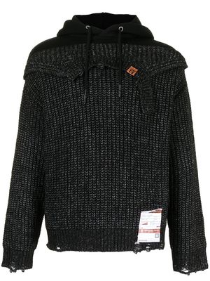 Maison Mihara Yasuhiro knitted layered hoodie - Black